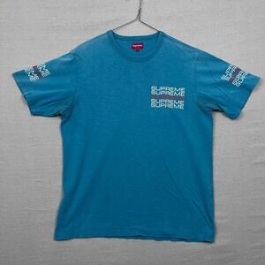 Supreme Stack Logo Tee  T Shirt Dusty Teal Short Sleeve Blue Mens Size L